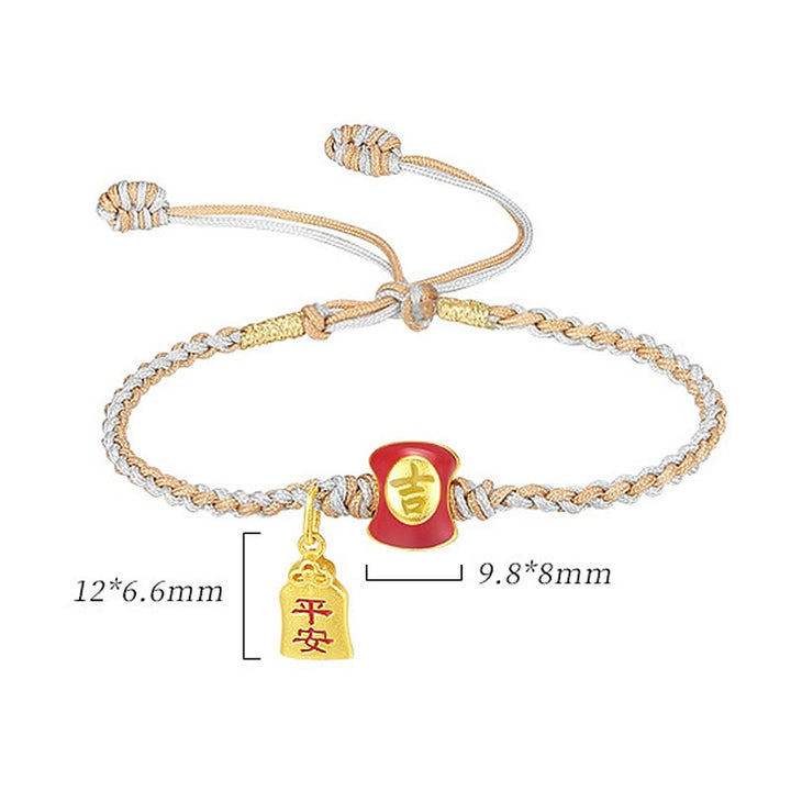 Braccialetto intrecciato con corda di benedizione cinese di buon auspicio fatto a mano in argento sterling 925 Buddha Stones