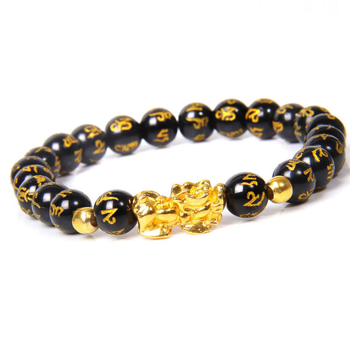 Bracciale della ricchezza in ossidiana Pixiu fortunata con Buddha Stones FengShui