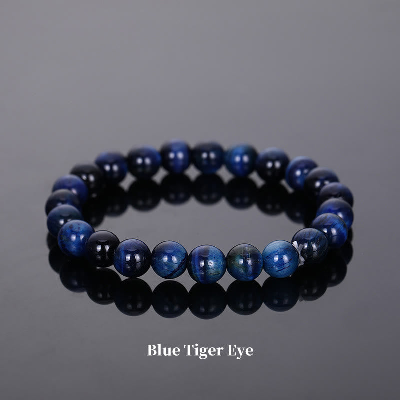 Braccialetto di perle curative in quarzo naturale Buddha Stones - 8 millimetri - Occhio di tigre blu - image 36