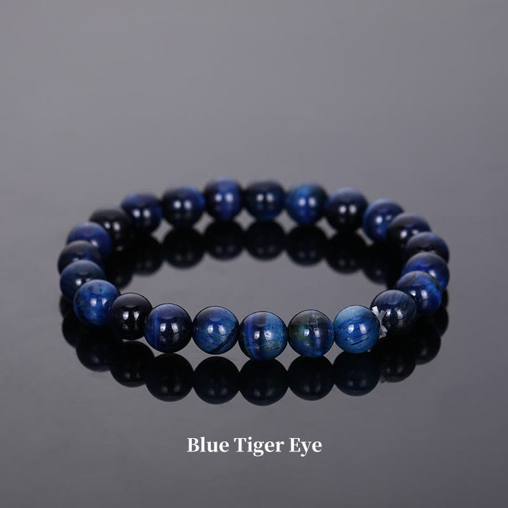 Braccialetto di perle curative in quarzo naturale Buddha Stones - 8 millimetri - Occhio di tigre blu - image 36