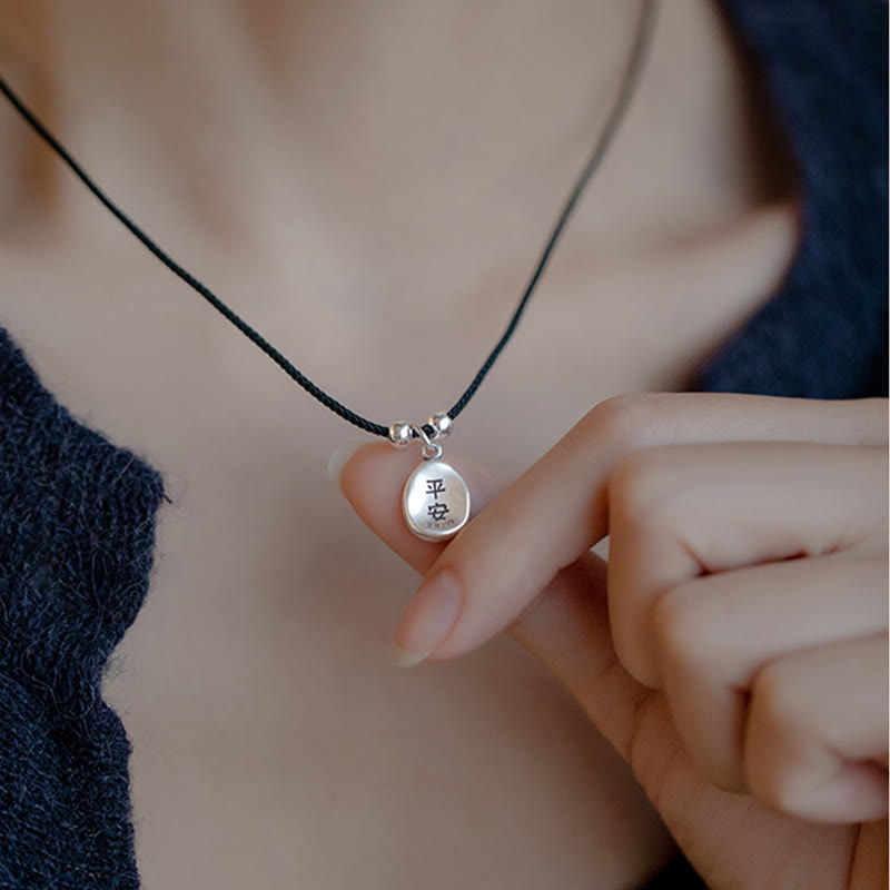 Buddha Stones 999 Sterling Silver Pace e Gioia Fu Carattere Fortuna Fortuna 925 Sterling Silver Catena Collana Pendente