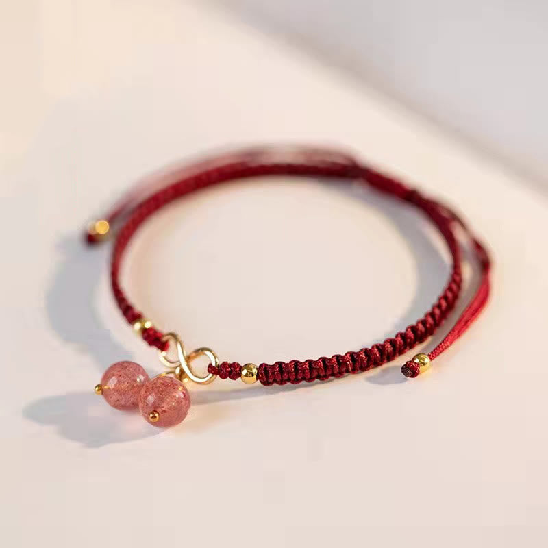 Braccialetto positivo con perline fantasma verde ametista e quarzo fragola naturale Buddha Stones