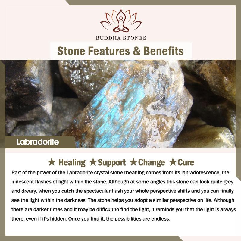 Braccialetto di perline di guarigione di supporto in pietra di luna e labradorite naturale Buddha Stones - image 10
