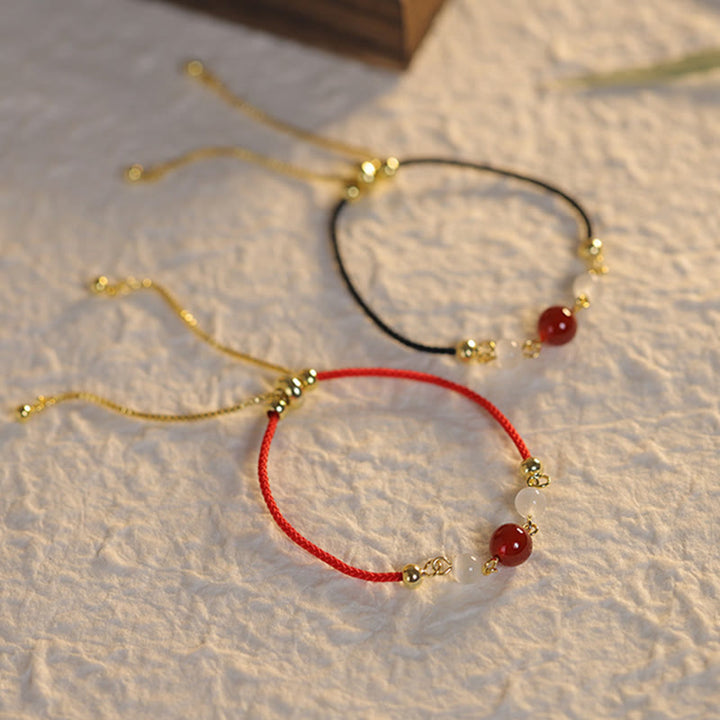 Braccialetto di fiducia in corda intrecciata con occhio di gatto e agata rossa Buddha Stones - image 3
