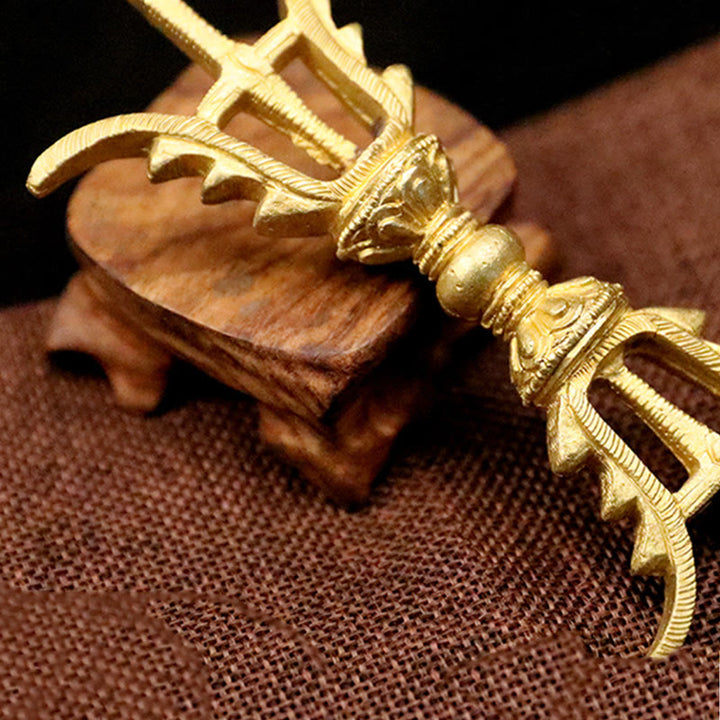 Buddha Stones fatte a mano Nepal Cinque punte Tre punte Vajra Dorje Resistenza Rame Decorazione