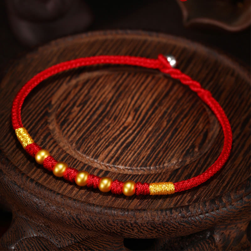 Braccialetto di protezione intrecciato fatto a mano con nodo King Kong, perline d'oro 999 Buddha Stones