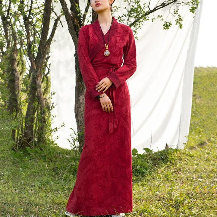 Buddha Stones Tibetan Dress Clothing Lhasa Abito lungo avvolgente Maxi abito Abbigliamento donna