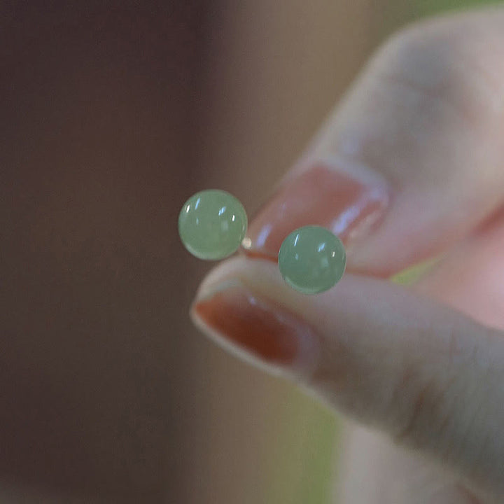 Orecchini a bottone con Buddha Stones - 8MM-Jade (Prosperità♥Abbondanza) - image 0