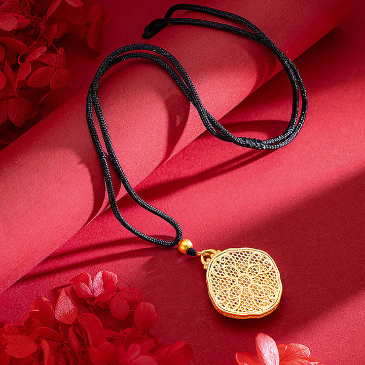 Collana con ciondolo Buddha Stones Flower Love Heart Rame Wealth