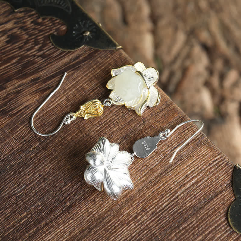 Orecchini pendenti Buddha Stones White Jade Protection Harmony