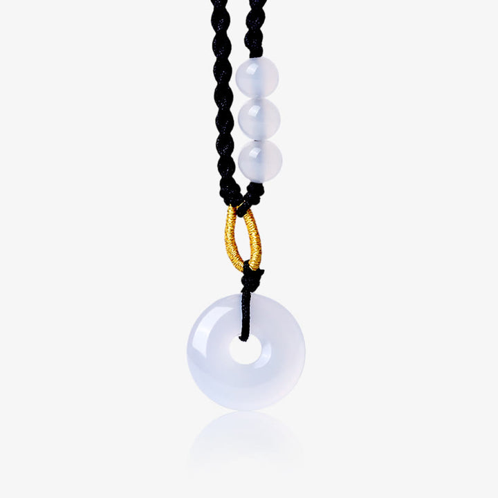 Buddha Stones Quarzo fragola Calcedonio Fibbia della pace Collana pendente curativa