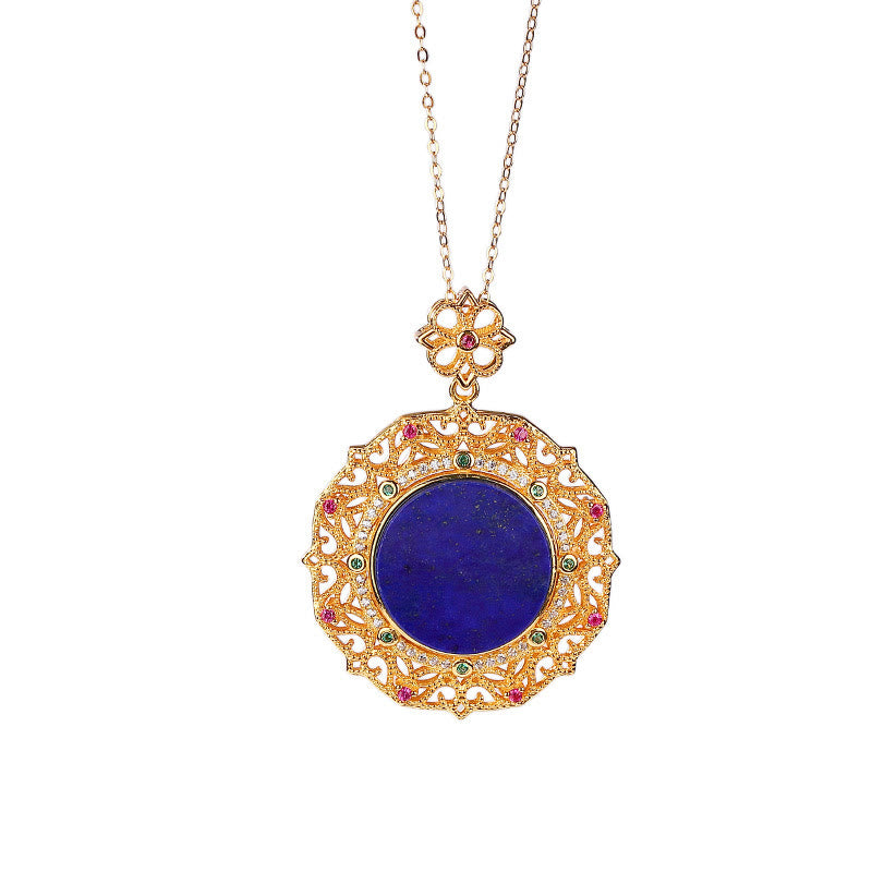 Collana pendente positivo in lazurite placcata in oro e argento sterling 925 Buddha Stones
