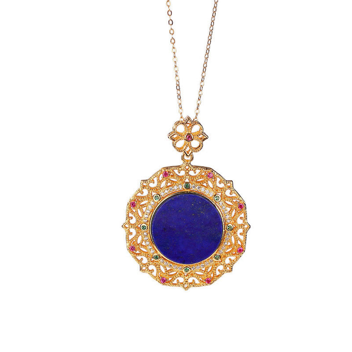 Collana pendente positivo in lazurite placcata in oro e argento sterling 925 Buddha Stones