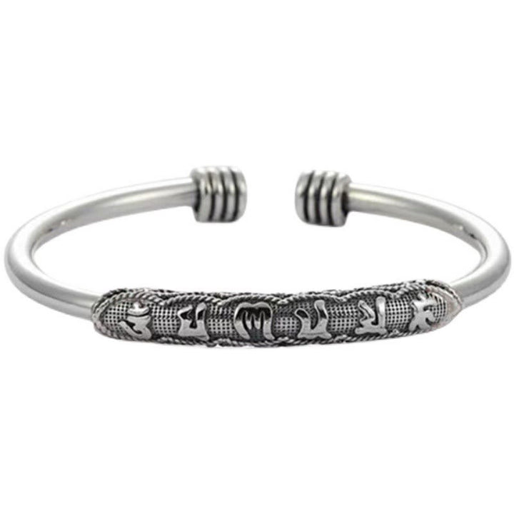 Bracciale rigido con polsino incisi Buddha Stones Om Mani Padme Hum Peace
