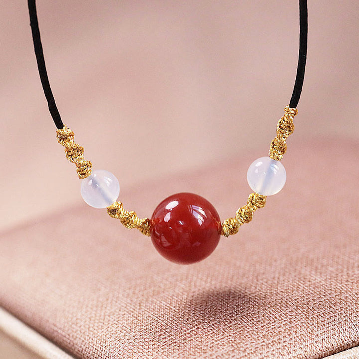 Buddha Stones Agata rossa naturale Calcedonio Autoaccettazione Fiducia String Bead Bracciale Collana Pendente