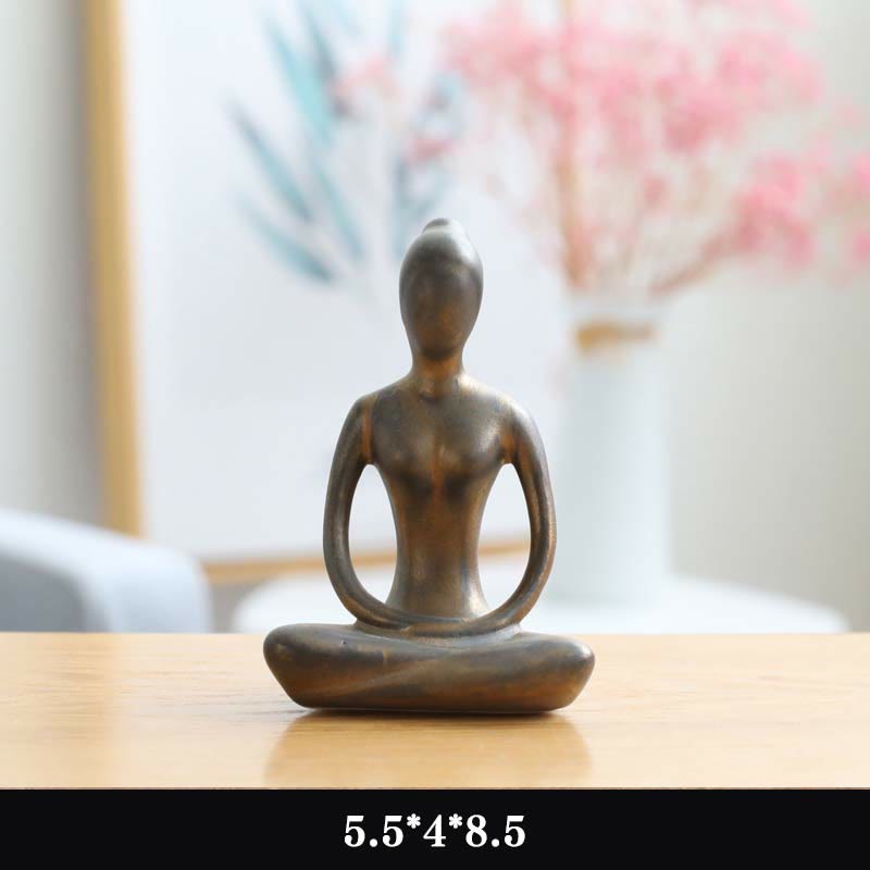 Astratto Yoga Meditazione Esercizio Ceramica Spirituale Figurina Scultura Decorazione - Oro - Pensiero - image 15
