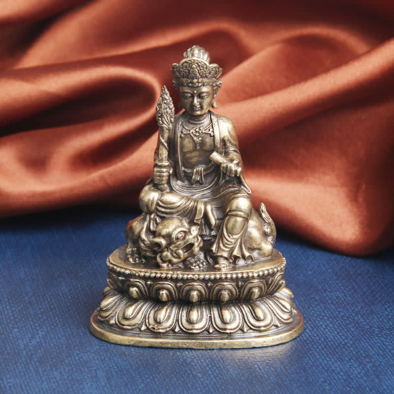 Buddha Stones Manjusri Bodhisattva Serenità Statua in rame Decorazione - 49*64mm - image 0