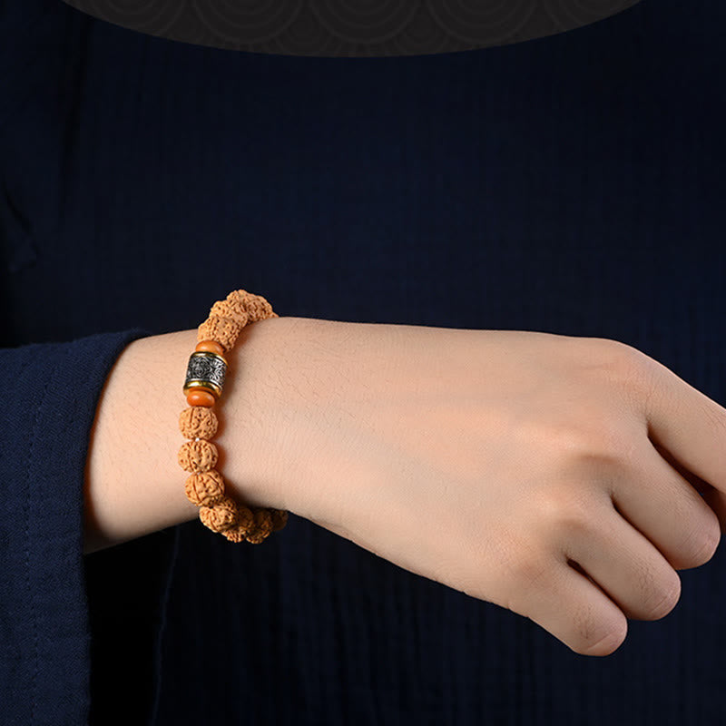 Buddha Stones Tibet Rudraksha Bodhi Seme Ricchezza Auspicio Bracciale