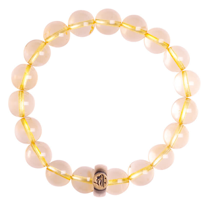 Braccialetto di protezione in argento sterling 925 con zodiaco cinese e Buddha natale in citrino
