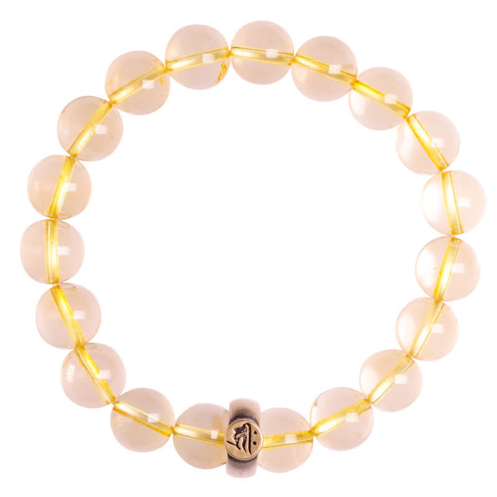 Braccialetto di protezione in argento sterling 925 con zodiaco cinese e Buddha natale in citrino