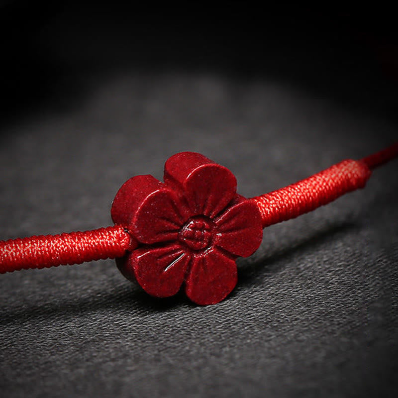 Braccialetto intrecciato con benedizione di Buddha Stones , fatto a mano, con fiore di prugna, quadrifoglio, PiXiu, loto, pesce koi, cinabro