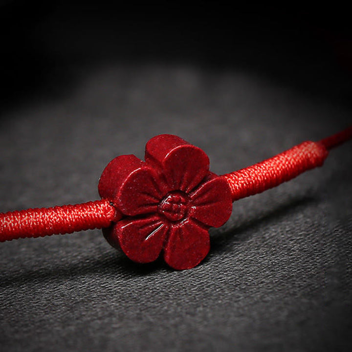 Braccialetto intrecciato con benedizione di Buddha Stones , fatto a mano, con fiore di prugna, quadrifoglio, PiXiu, loto, pesce koi, cinabro