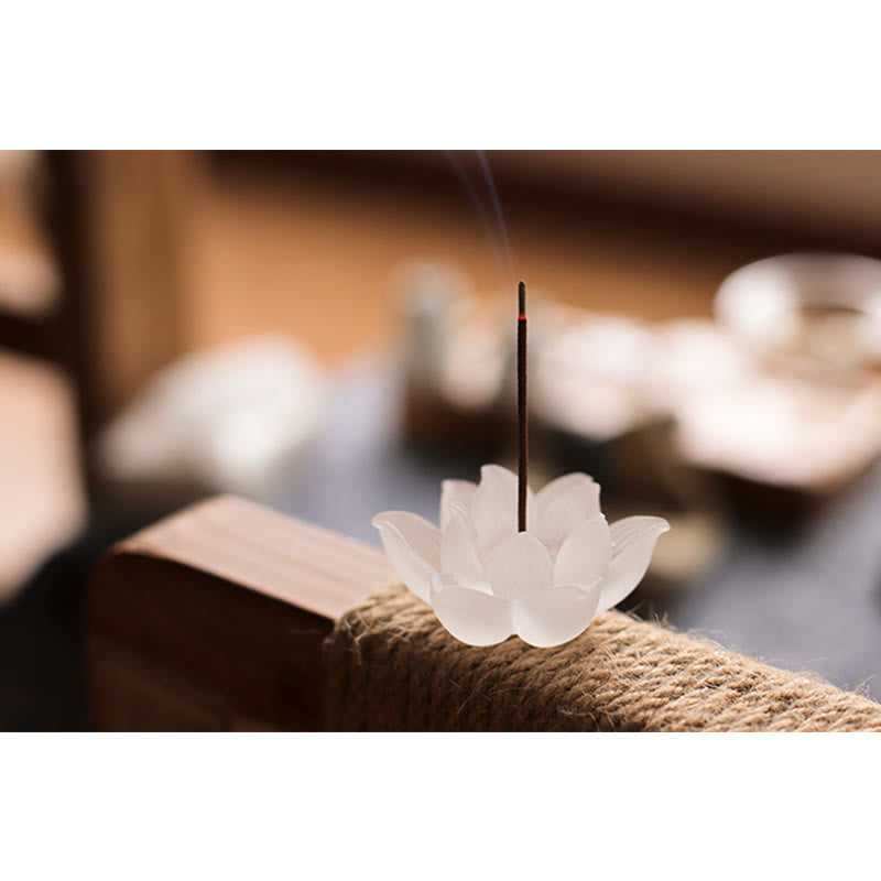 Buddha Stones Mini Lotus Liuli Cristallo Guarigione Meditazione Bastoncino Bruciatore di Incenso