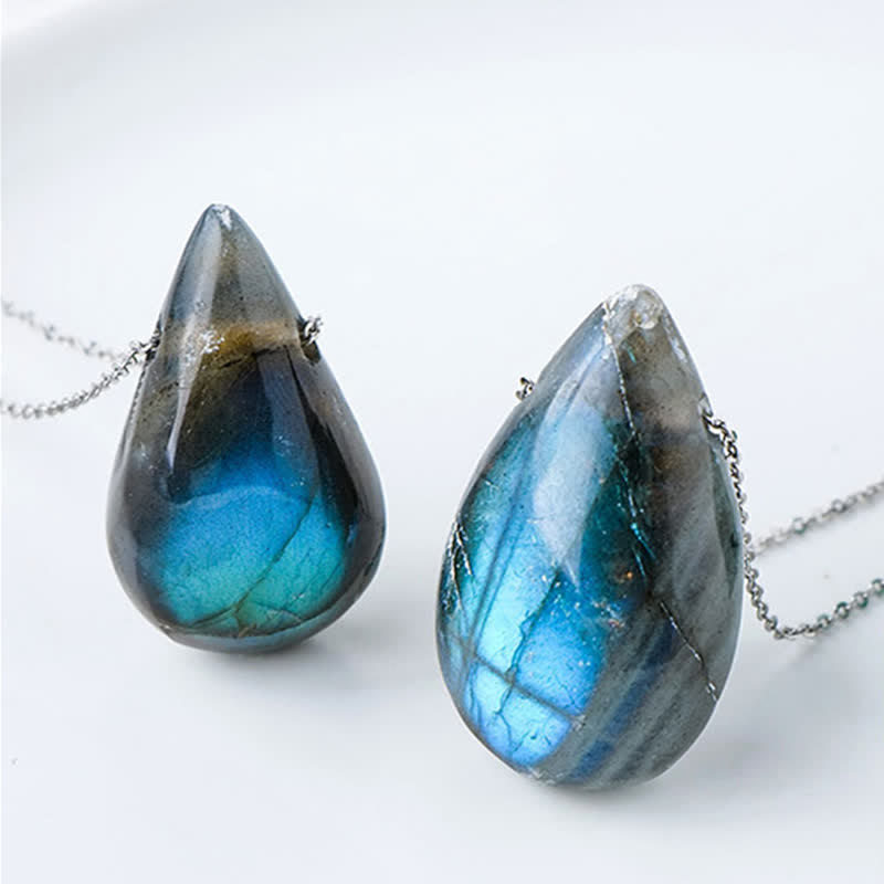 Collana con ciondolo di supporto e guarigione con goccia d'acqua in labradorite Buddha Stones - image 5