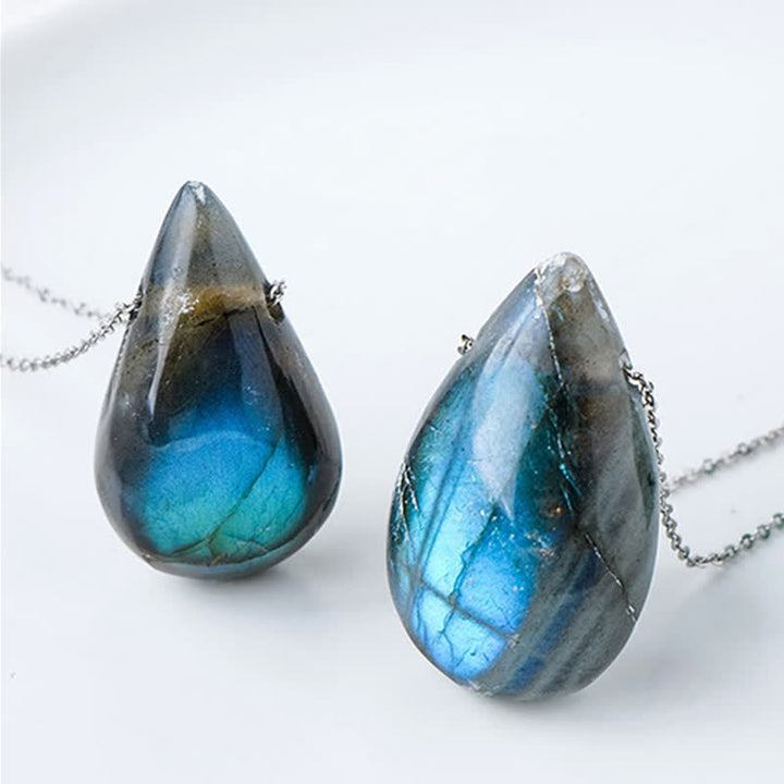 Collana con ciondolo di supporto e guarigione con goccia d'acqua in labradorite Buddha Stones - image 5