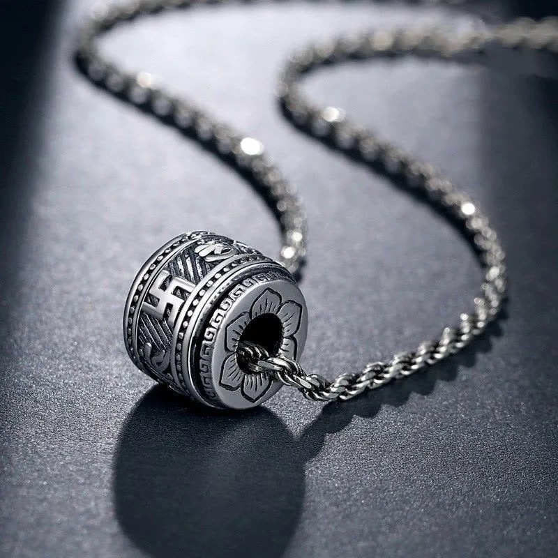 Collana con ciondolo di protezione Buddha Stones Tibet Om Mani Padme Hum - Argento - Catena - image 0