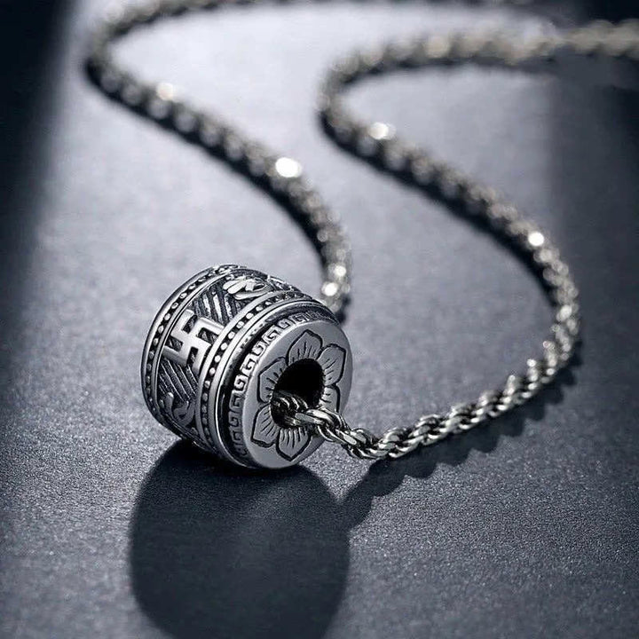 Collana con ciondolo di protezione Buddha Stones Tibet Om Mani Padme Hum - Argento - Catena - image 1