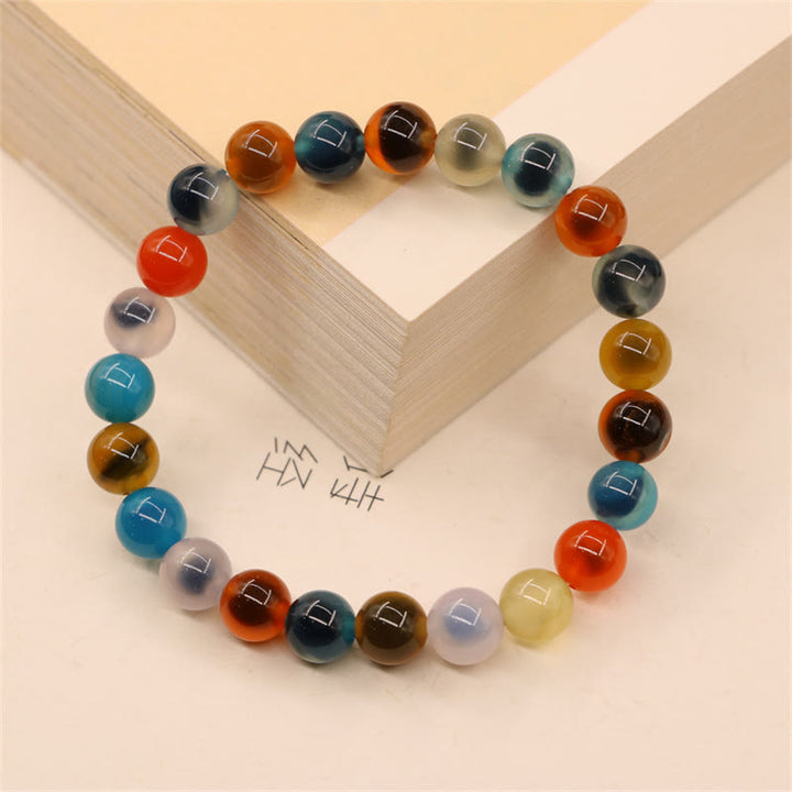 Braccialetto di perline di forza curativa in agata di caramelle colorate
