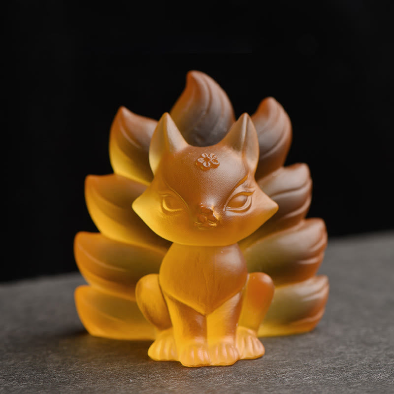 Buddha Stones Piccola Volpe a nove code Successo Forza Casa Figurina Decorazione