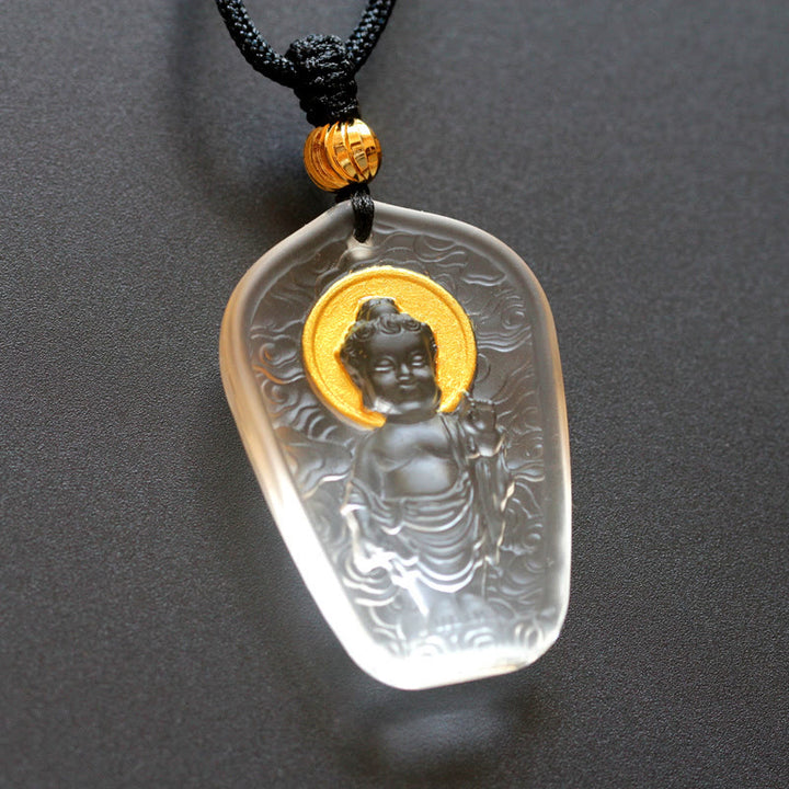 Buddha Stones Buddha tibetano Liuli Cristallo Serenity Collana Pendente - Luce bianca del Buddha - image 5
