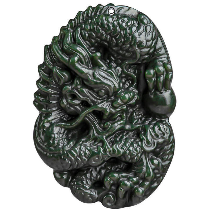 Collana con ciondolo in perline di corda di perline Buddha Stones Hetian Cyan Jade Dragon Success Harmony - image 12
