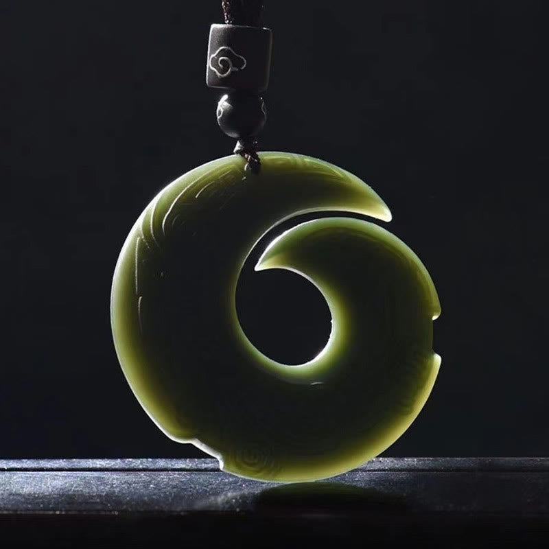 Buddha Stones La fortuna di una persona migliora il design del modello Hetian Ciano Giada Fibbia della pace Collana con ciondolo della fortuna