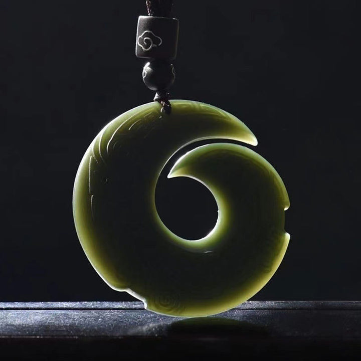 Buddha Stones La fortuna di una persona migliora il design del modello Hetian Ciano Giada Fibbia della pace Collana con ciondolo della fortuna