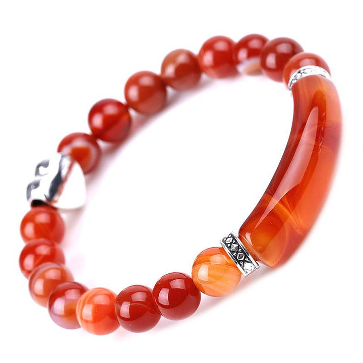 Bracciale unisex a forma di cuore con perline di cristallo naturale