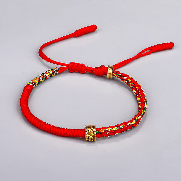 Braccialetto di corda di protezione e fortuna Buddha Stones Om Mani Padme Hum