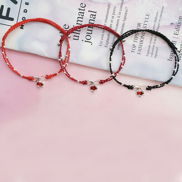 Cavigliera intrecciata con Buddha Stones, simbolo dell'amore, cuore e infinito