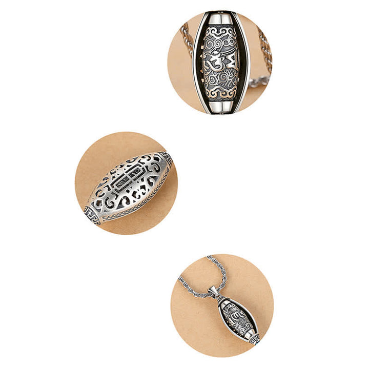 Collana di protezione con ciondolo girevole Buddha Stones Tibet Om Mani Padme Hum
