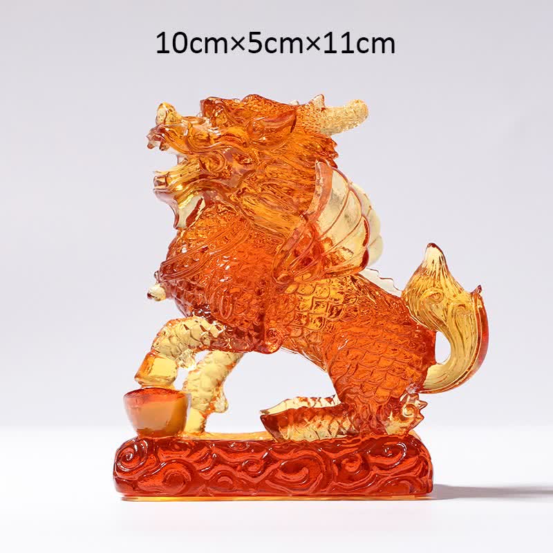 Feng Shui Kirin Fatto a mano Liuli Cristallo Arte Pezzo Fortuna Casa Ufficio Decorazione