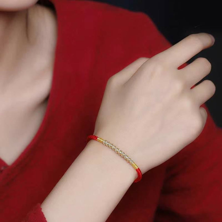 Braccialetto di protezione intrecciato con corda rossa Buddha Stones in argento sterling 925, forza e fortuna - image 2