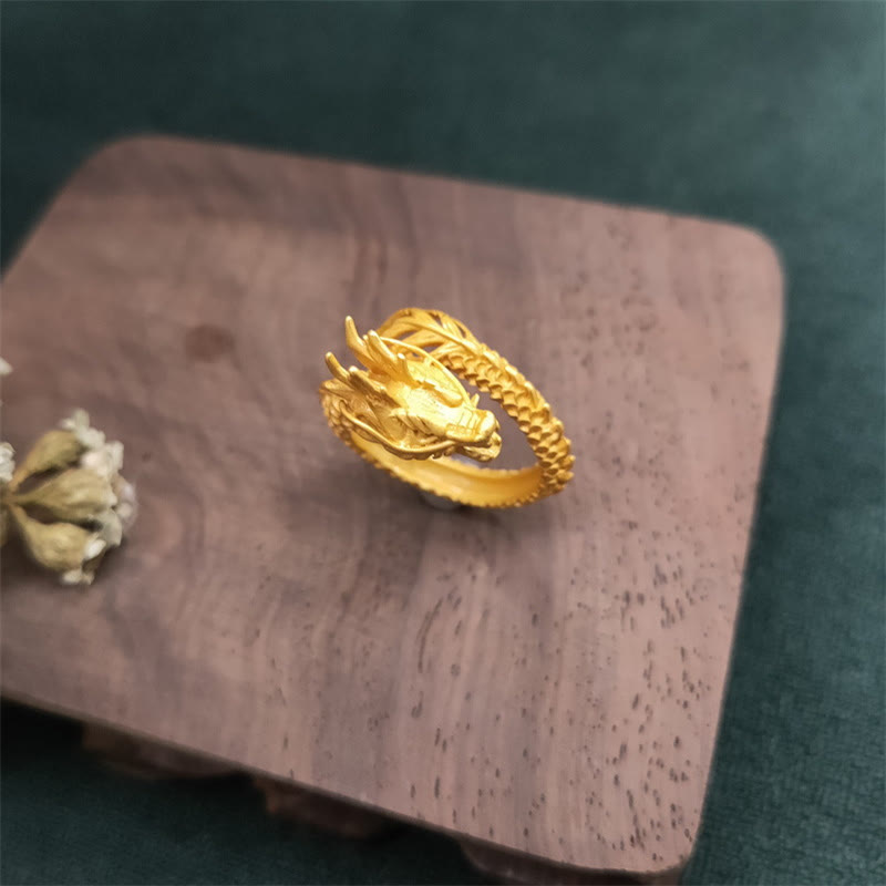 Anello di forza del successo del drago dorato Buddha Stones