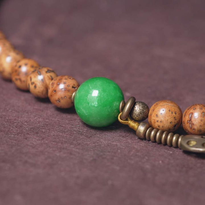 Buddha Stones 108 Mala Beads Bodhi Seed Saggezza Pace Nappa Bracciale