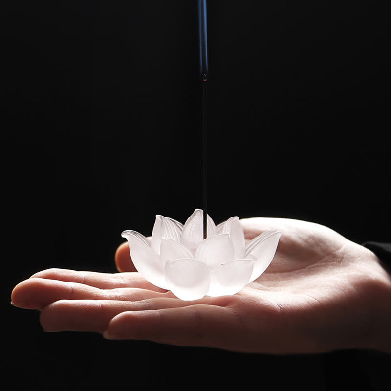 Buddha Stones Mini Lotus Liuli Cristallo Guarigione Meditazione Bastoncino Bruciatore di Incenso - Loto bianco 6,5*3 cm - image 0