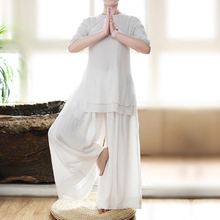 Buddha Stones Vintage Yoga Zen Preghiera Meditazione Spirituale Pratica Tinta Unita Abbigliamento Donna Set