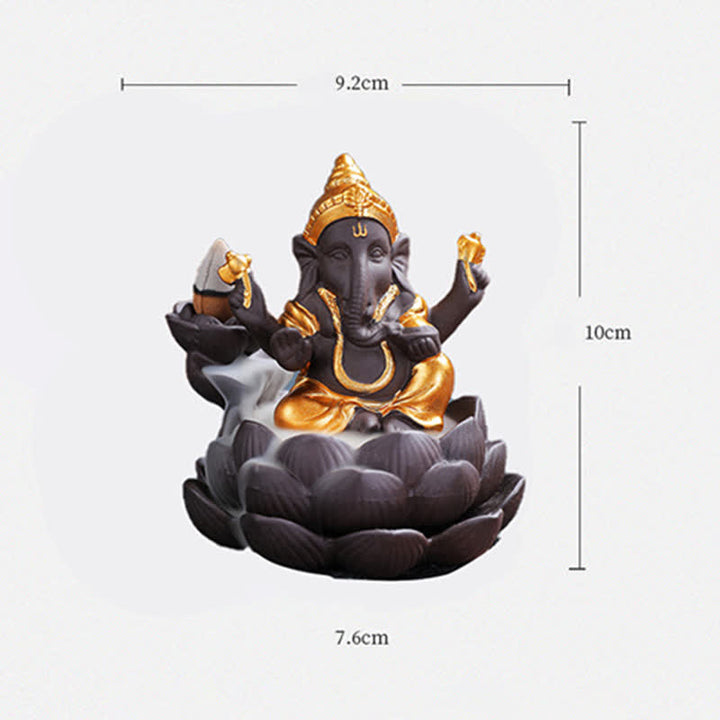 Ganesh Elephant Purple Clay Fontana antiriflusso con fumo Protezione Bruciatore di incenso