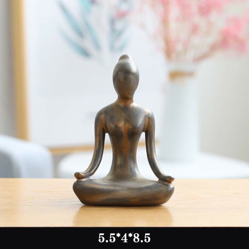 Astratto Yoga Meditazione Esercizio Ceramica Spirituale Figurina Scultura Decorazione - Oro - Meditazione - image 8