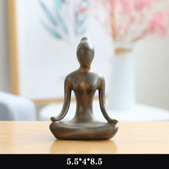Astratto Yoga Meditazione Esercizio Ceramica Spirituale Figurina Scultura Decorazione - Oro - Meditazione - image 8